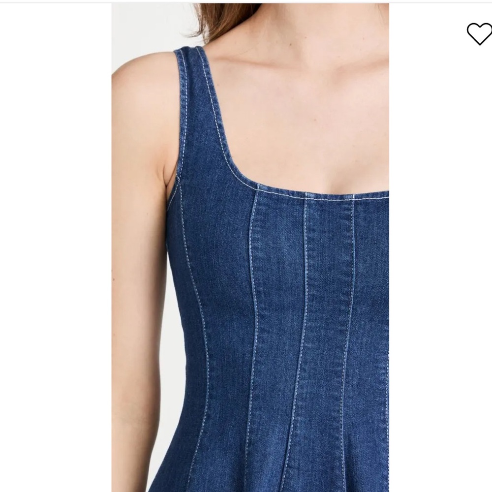 STAUD Wells Mini Dress Denim Fit And Flare 12 - Picture 6 of 13